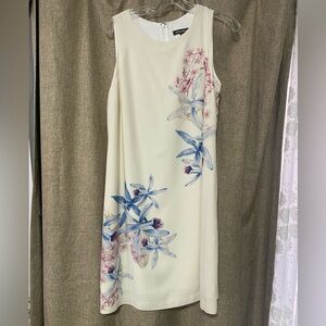 Tommy Bahama silk shift dress and Pink Ann Taylor Cardigan